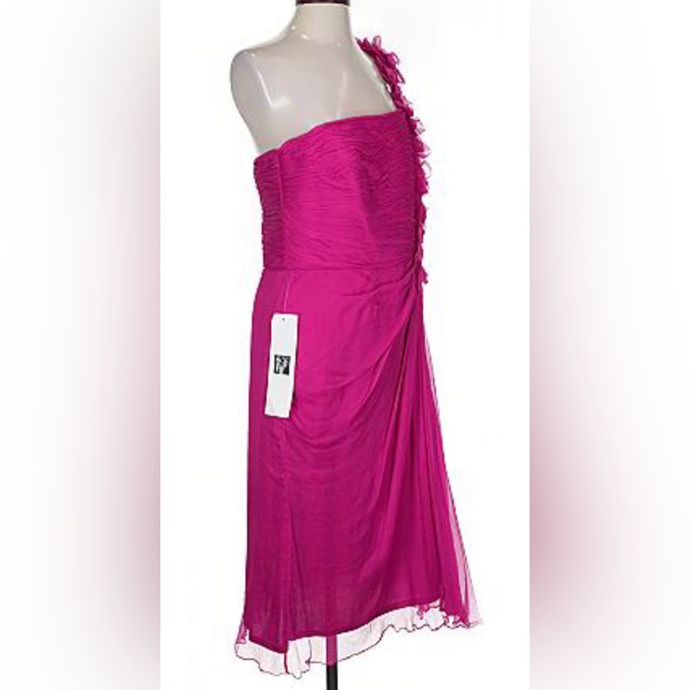 One-Shoulder Tadashi Collection Saks Fifth Avenue Pink Dress Cocktail Sz 12 NWT - Picture 6 of 15